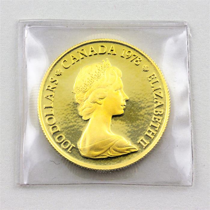 Goldmünze Kanada, Elisabeth II., 100 Dollar 1978.