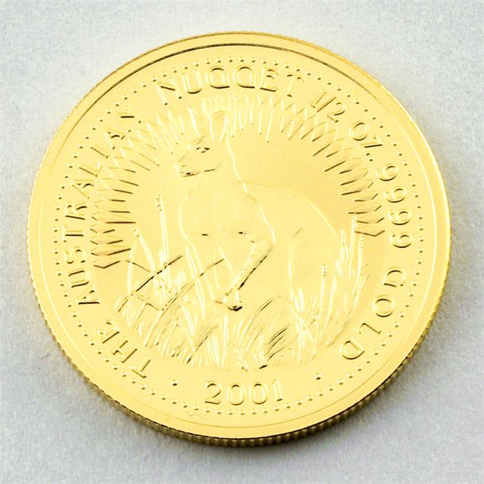 Goldmünze, Australien, 50 Dollar - The Australian Nugget 1/2 Unze, 2001,