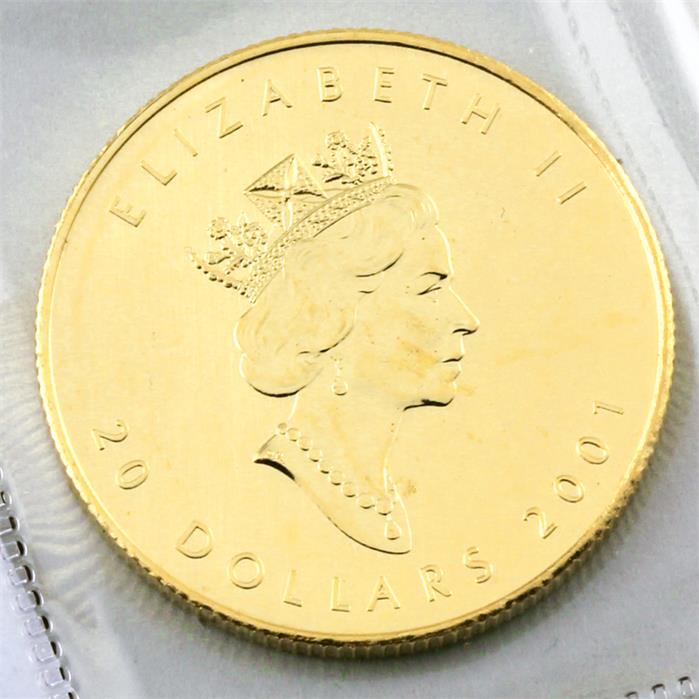 Goldmünze, Kanada, Elisabeth II., 20 Dollar - 1/2 Unze, 2001,
