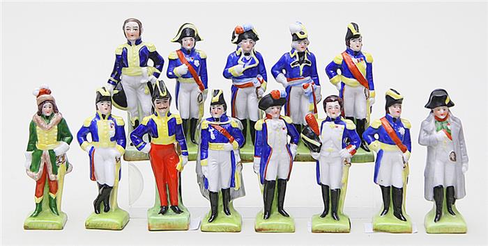 14 Miniaturskulpturen "Offiziere aus napoleonischer Zeit".