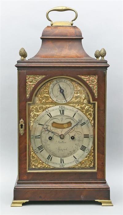 Englische Stockuhr "Bracket Clock", Norton, Ipswich, George III.