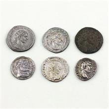 Sechs antike Münzen, Römische Kaiserzeit, 
